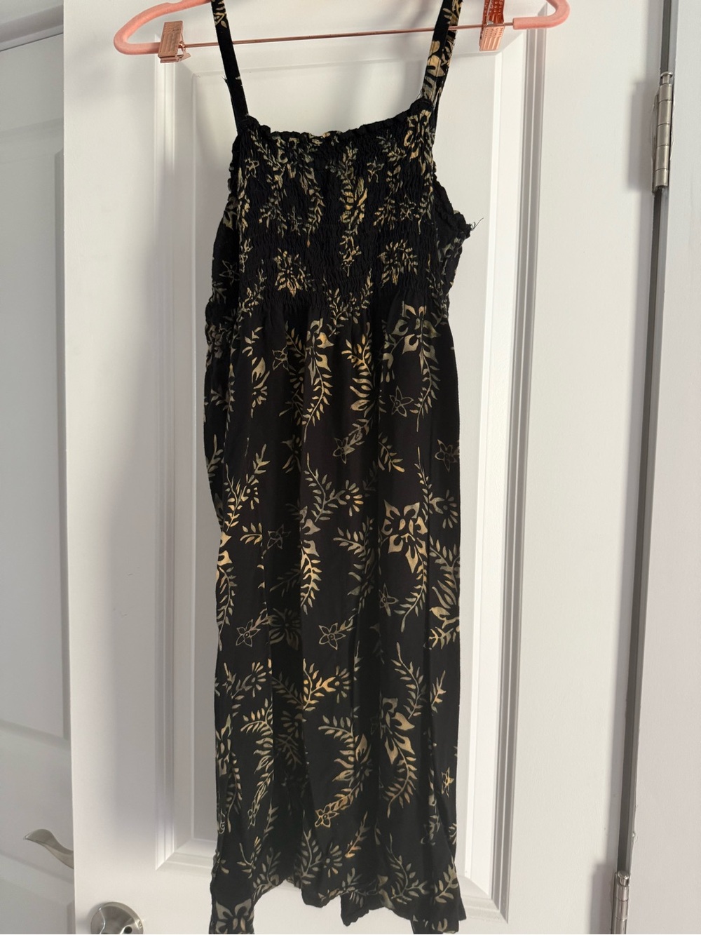Island Beach Lifestyle Apparel Black Dress with Gold Floral Print